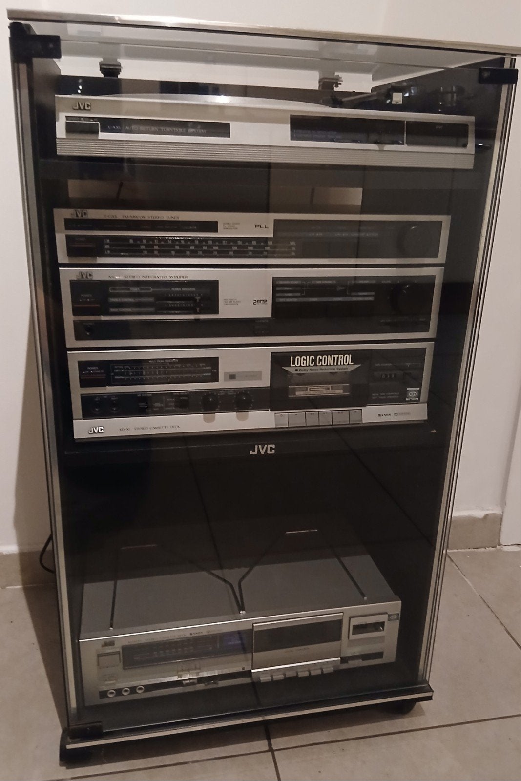 Prachtige vintage JVC set met origineel meubel + extra casse, Audio, Tv en Foto, Stereoketens, Cassettedeck, JVC, Ophalen