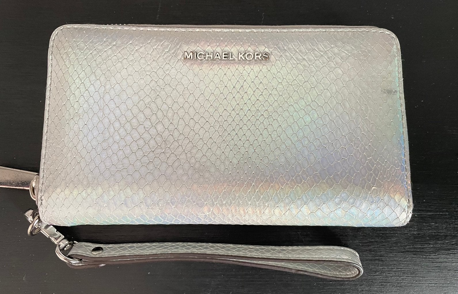 Zilverkleurige portefeuille Michael Kors, Handtassen en Accessoires, Portemonnees, Ophalen, Gebruikt