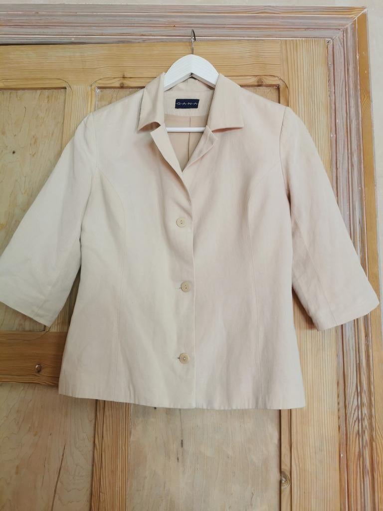 Très jolie veste en lin beige de la marque GANA, Enlèvement ou Envoi, Comme neuf, Manteau, Taille 36 (S)