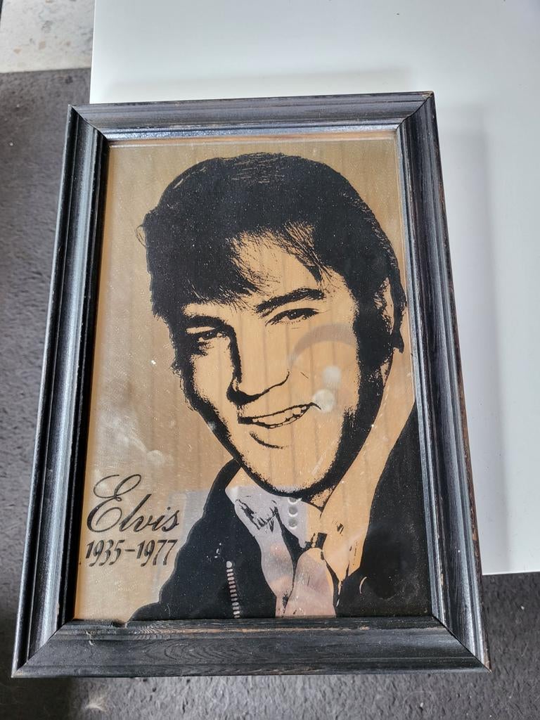 Vintage kader met spiegel foto Elvis presley, Ophalen of Verzenden