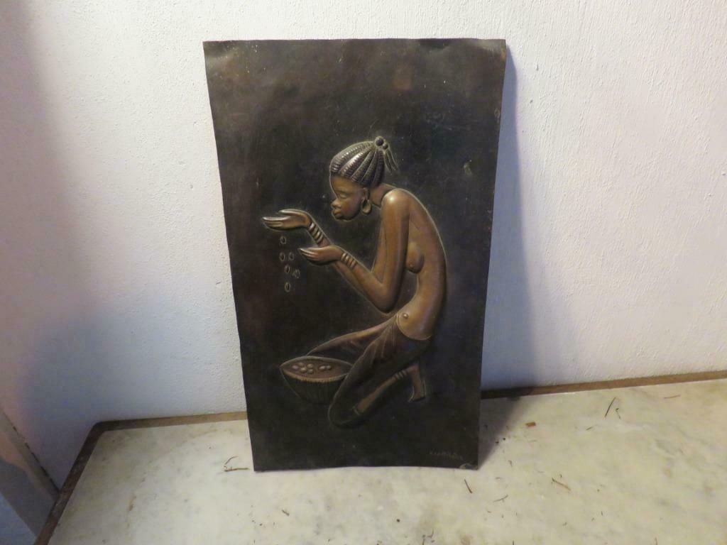 Afrikaanse koperen wandplaat Kiambe, Antiek en Kunst, Ophalen of Verzenden