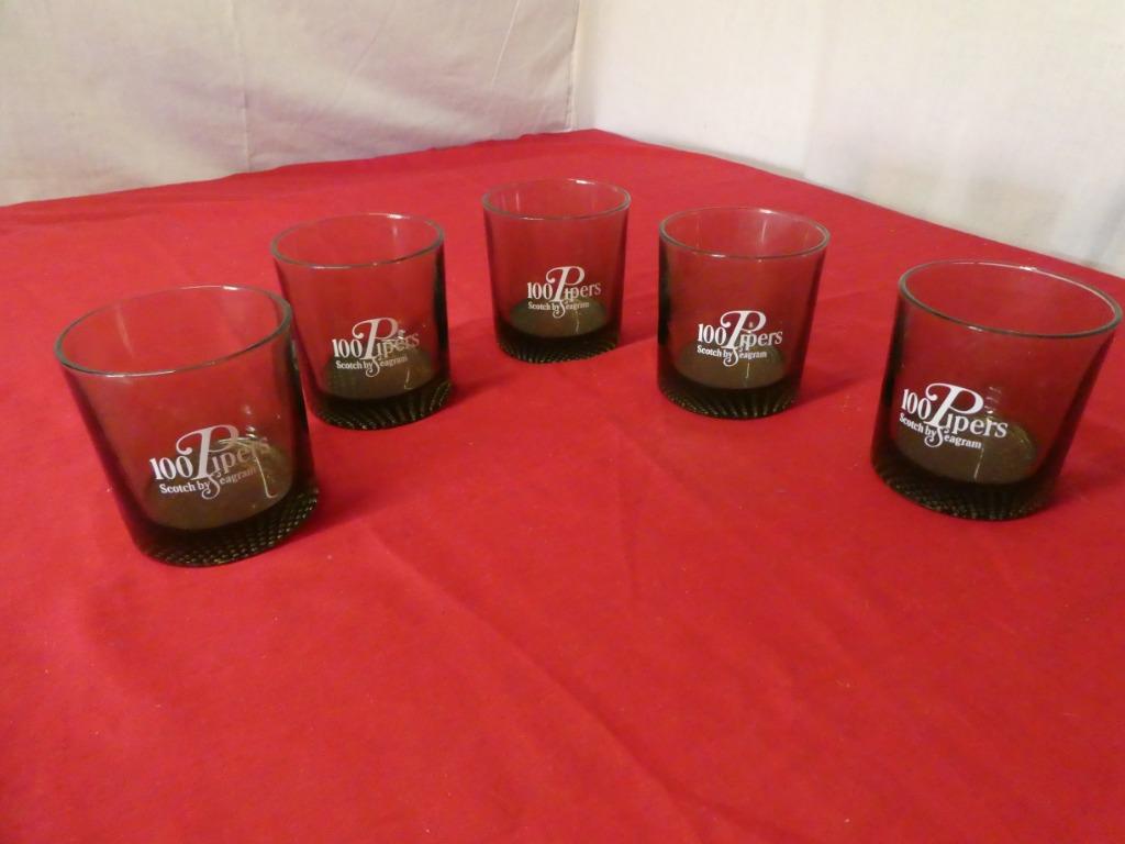 5 verres vintage a scotch - 100 Pipers, Collections, Enlèvement ou Envoi, Comme neuf, Autres types