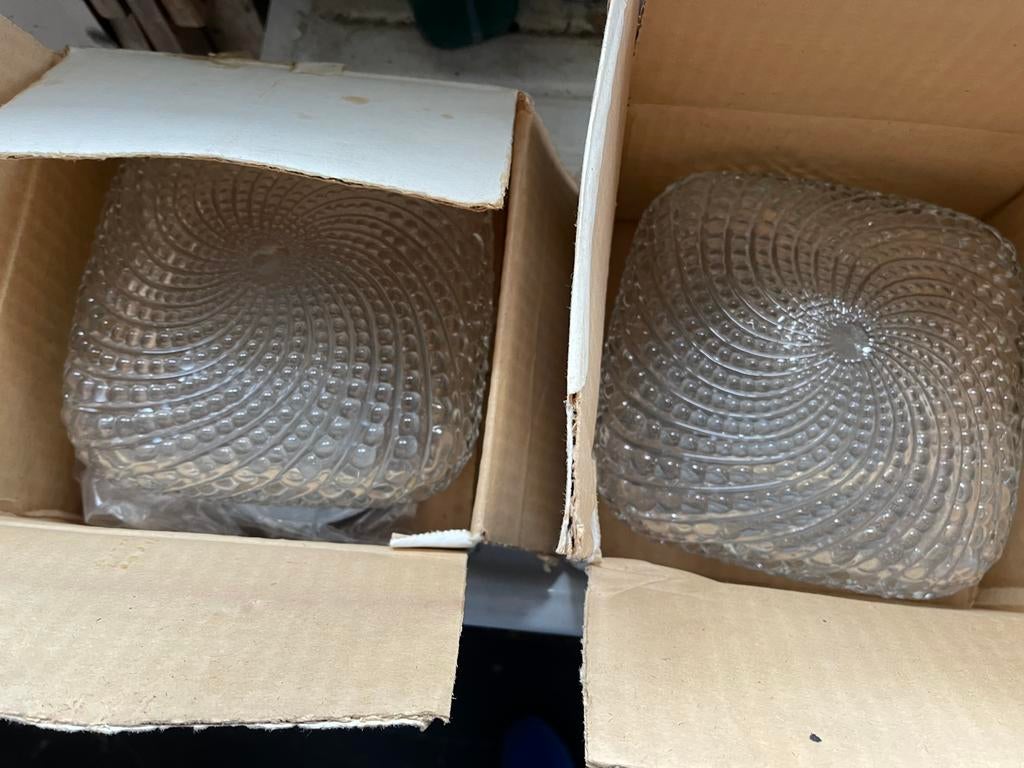 Nieuwe 2x plafonnier glas licht koepel 15 op 15, Ophalen of Verzenden