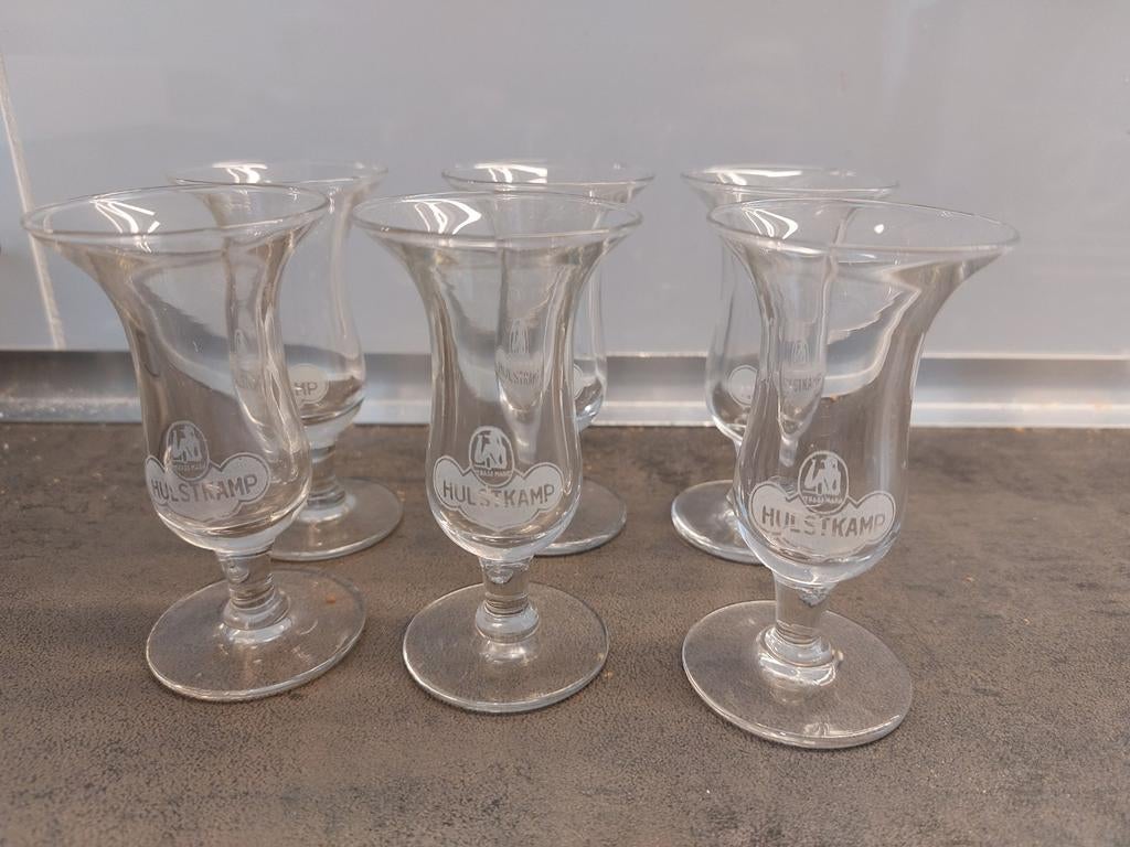 Jenever glaasjes Hulstkamp, Ophalen of Verzenden, Zo goed als nieuw, Borrel- of Shotglas