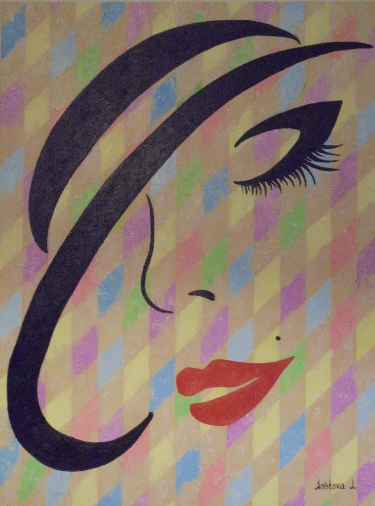 olieschilderij pop-art glamour 5 (60x80cm), Ophalen of Verzenden