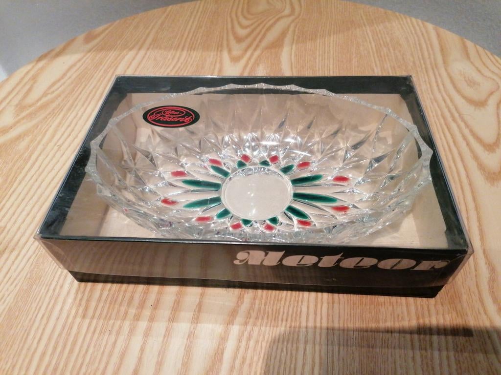 Prachtige ovalen schaal in glas, vintage jaren 70., Antiek en Kunst, Ophalen of Verzenden