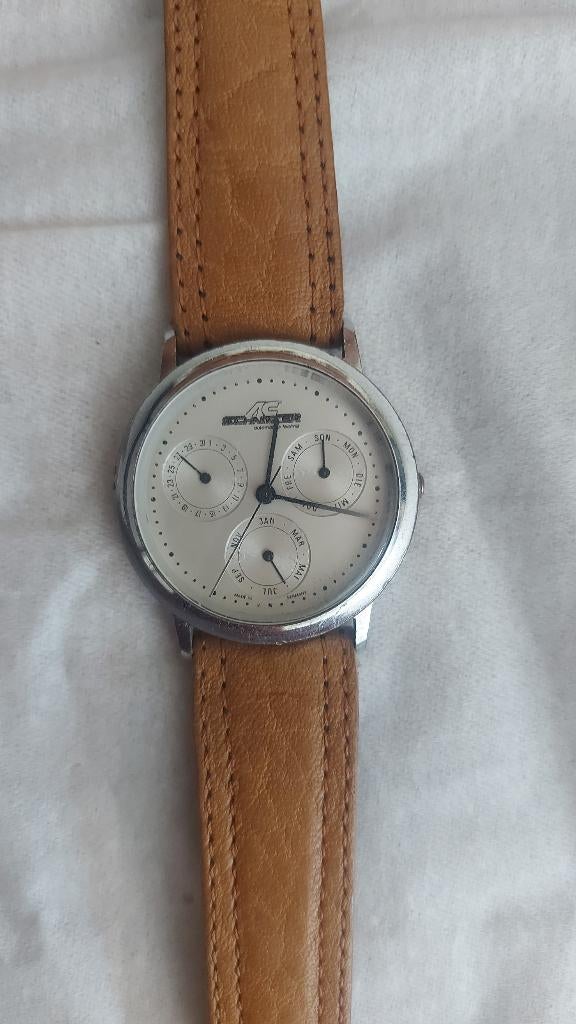 Heren horloge schnitser collector item, Handtassen en Accessoires, Horloges | Heren, Leer, Staal, Zo goed als nieuw, Ophalen