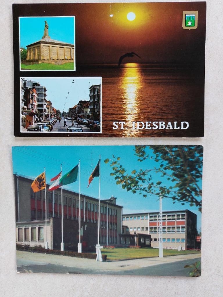 2 oude kleurpostkaarten van Sint-Idesbald, Verzamelen, Verzenden