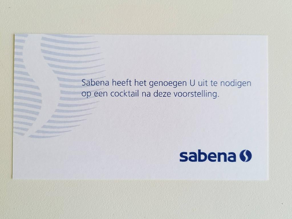 Cocktail cartes d'invitation Sabena Document #036 NL-FR, Enlèvement ou Envoi, Neuf