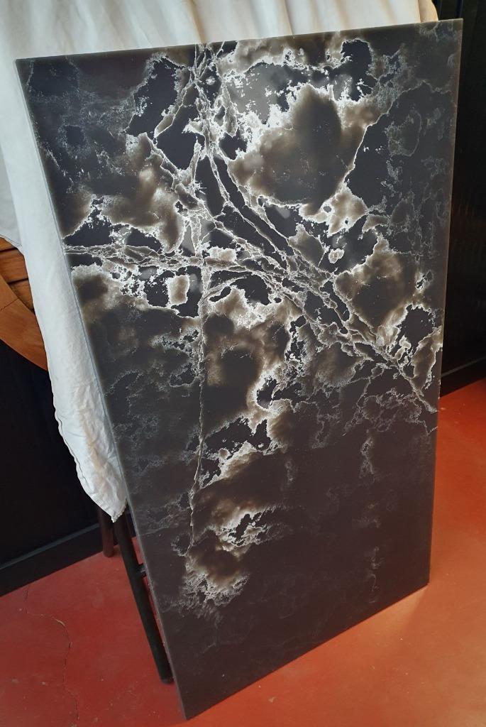 Salon tafel blad 3d zicht zwart gemarmerd composiet, Huis en Inrichting, Ophalen, Nieuw