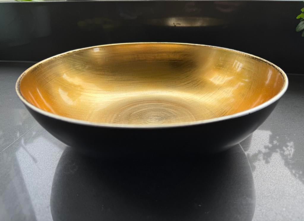 Zwart/ gouden schaal Cocoon, Ophalen, Kunststof, Schaal, Rond