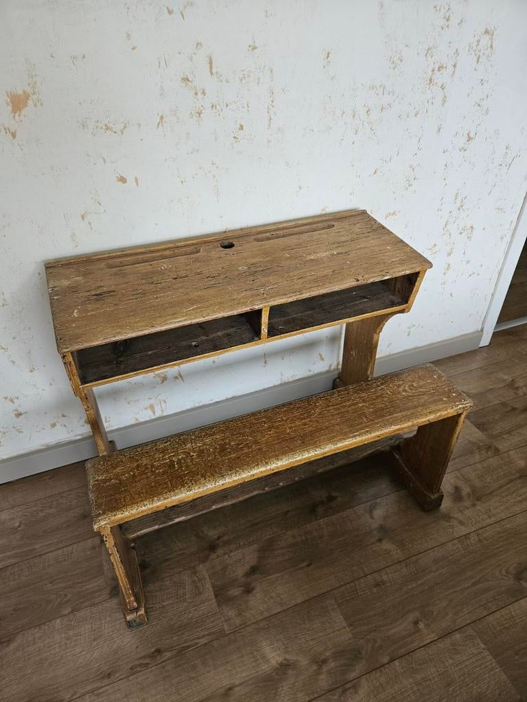 Vintage schoolbank, Huis en Inrichting, Ophalen, Gebruikt
