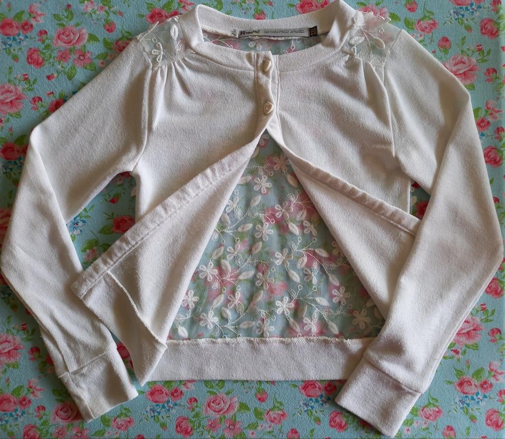 Witte cardigan Rumbl! maat 128-134, Enlèvement ou Envoi, Comme neuf, Fille, Pull ou Veste