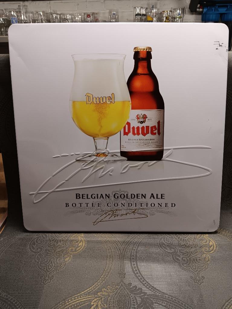 Blikken bord Duvel, Verzamelen, Ophalen of Verzenden, Gebruikt, Reclamebord