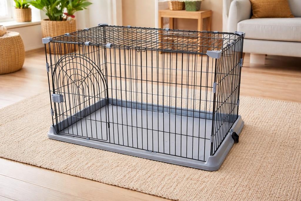 Duvo+ Cage pour chien et chat 100 x 65 x 60 cm, noire, Enlèvement