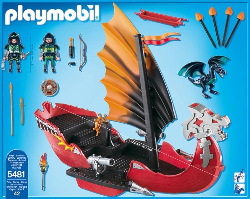 Set Playmobil 5481 : VAISSEAU DRAGON AVEC CHEVALIERS, Enlèvement ou Envoi, Utilisé, Ensemble complet