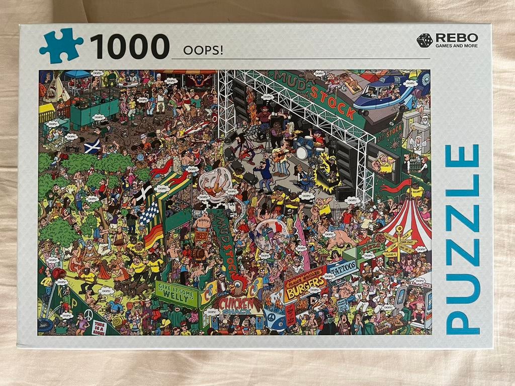 Rebo OOPS! Puzzel 1000 stuks, Hobby en Vrije tijd, Denksport en Puzzels, Ophalen of Verzenden, 500 t/m 1500 stukjes, Zo goed als nieuw