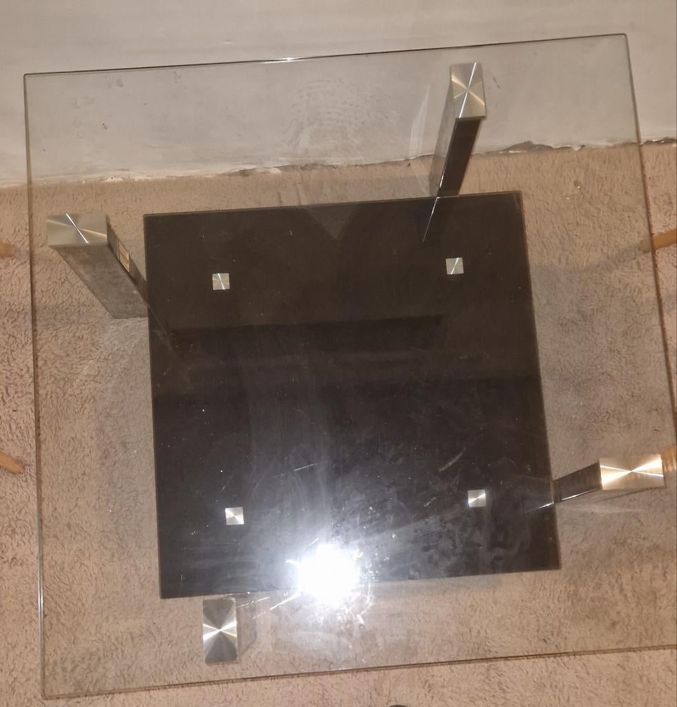 Table basse avec plateau en verre 9090cm, Enlèvement