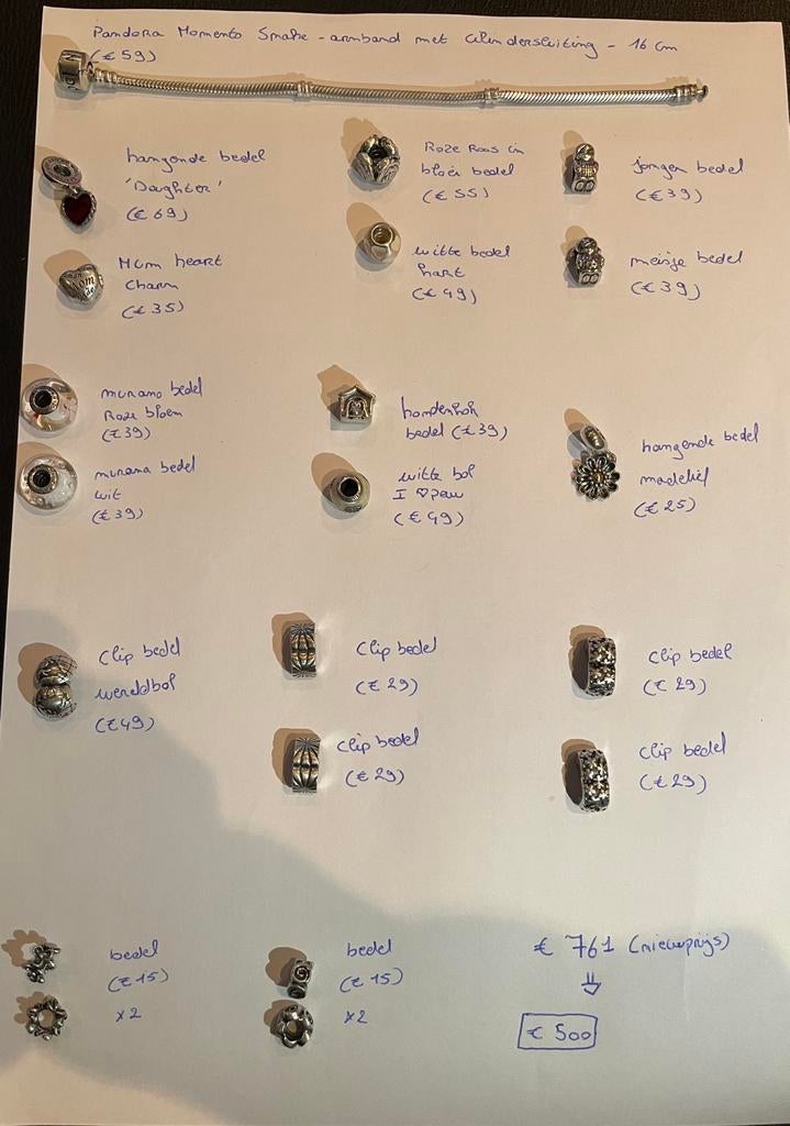 Pandora armband, Handtassen en Accessoires, Armbanden, Ophalen, Zo goed als nieuw, Zilver, Met bedels of kralen