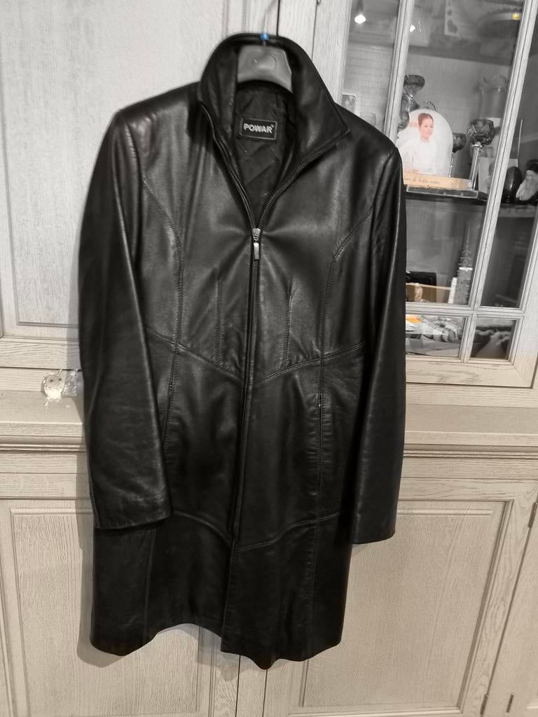 Mooie donkerbruine lederen mantel/jas, Kleding | Dames, Ophalen of Verzenden
