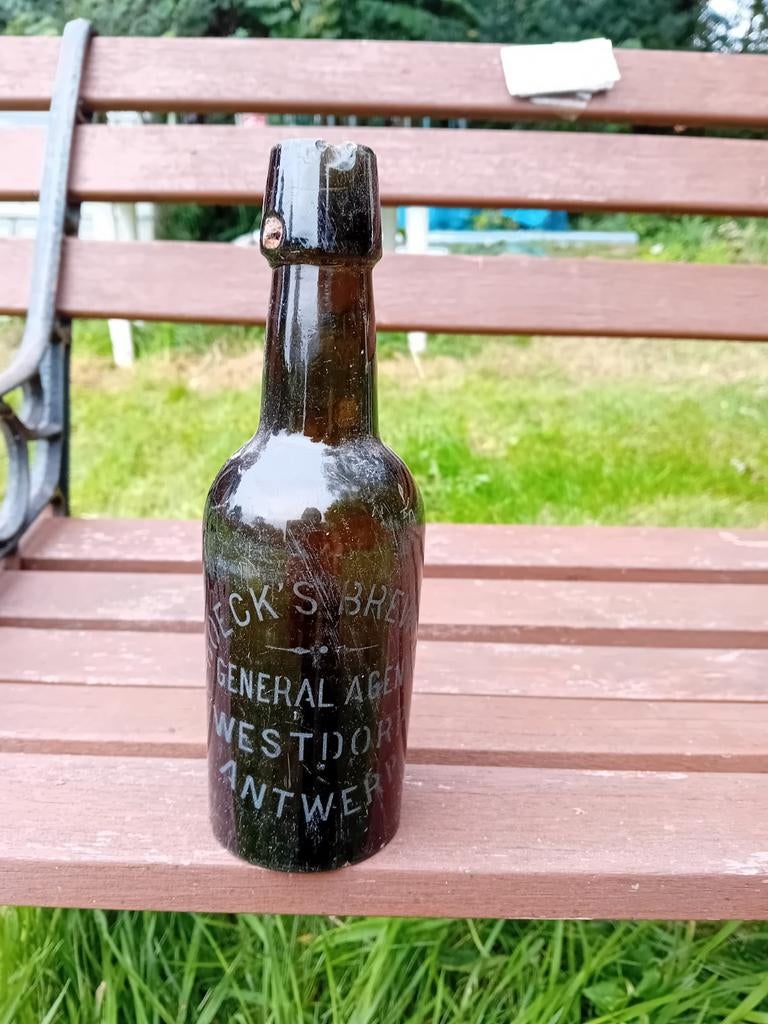 Oude vintage bierfles De Boeck Antwerpen, Verzamelen, Biermerken, Ophalen of Verzenden, Gebruikt