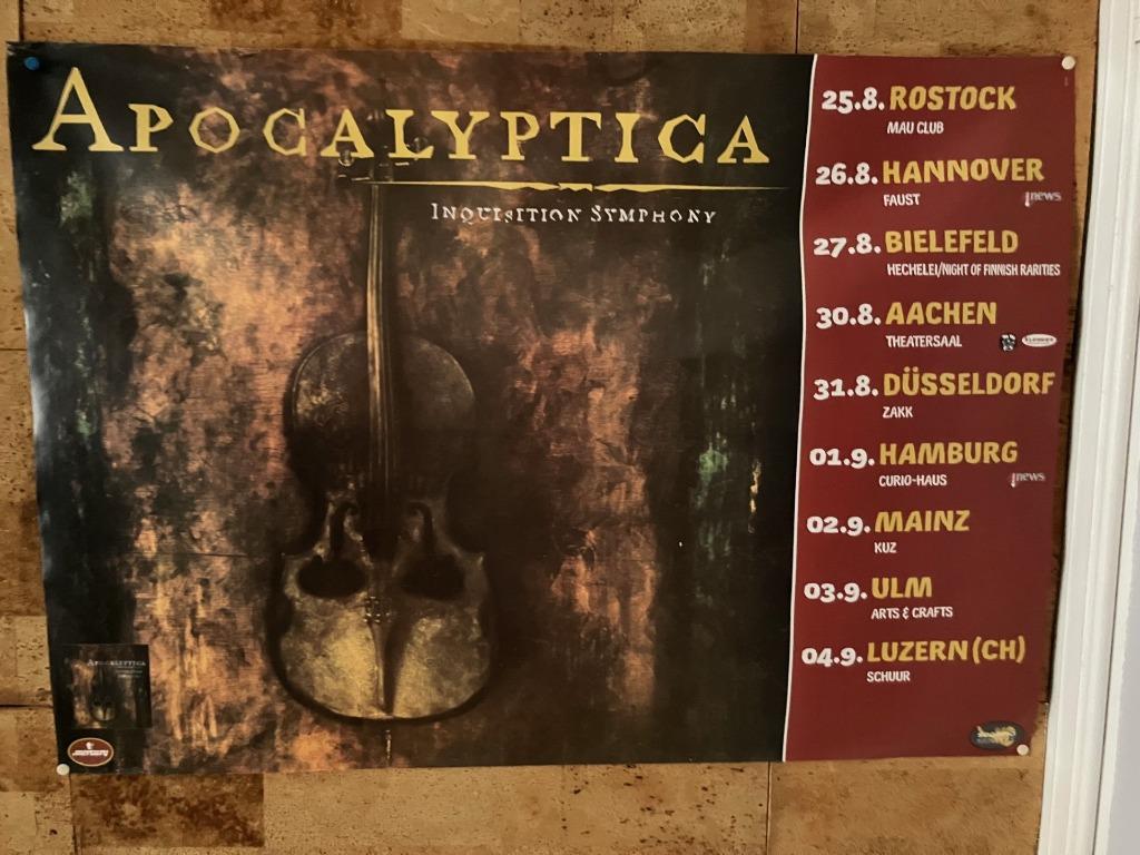 poster Apocalyptica cello doodskop, Ophalen of Verzenden, Rechthoekig Liggend, Muziek