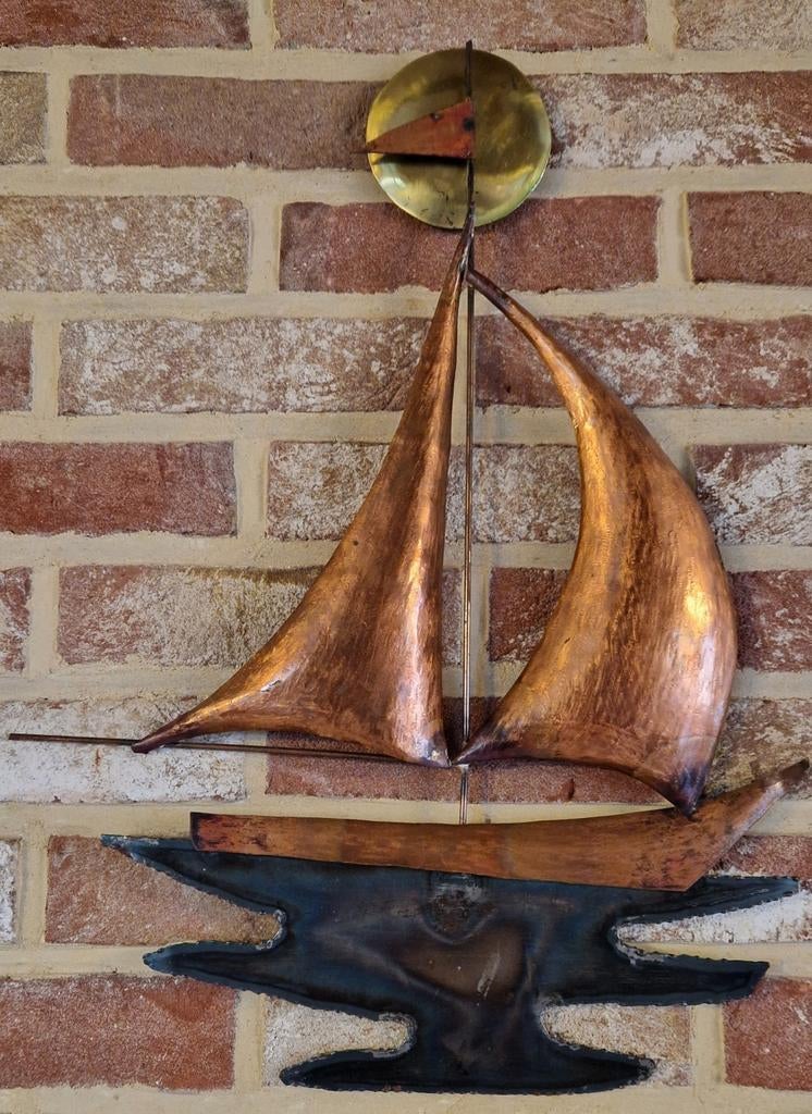 Een messing en koperen zeilboot., Huis en Inrichting, Ophalen of Verzenden, Zo goed als nieuw, Overige typen