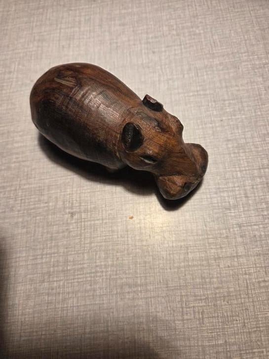 Houten sculptuur nijlpaard, Ophalen of Verzenden