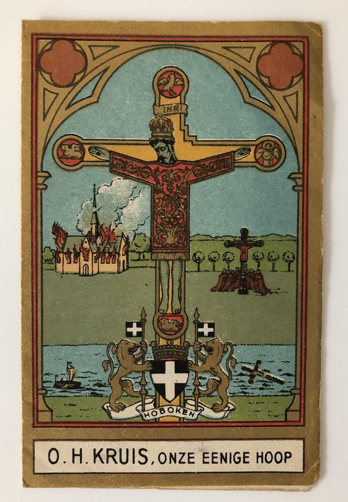 Devotieprentje Heilig Kruis Hoboken, Ophalen of Verzenden, Bidprentje