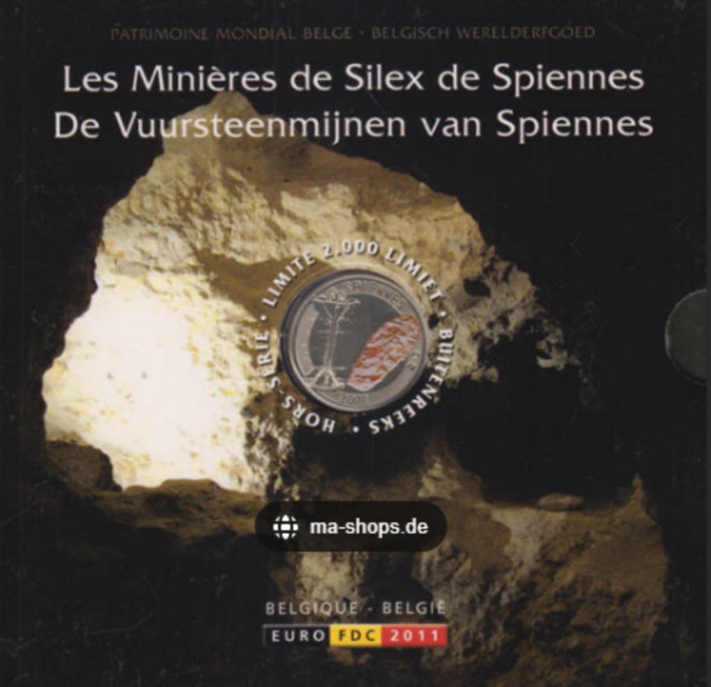BU-set België 2011 Vuursteenmijnen met gekleurde penning, Ophalen of Verzenden, België