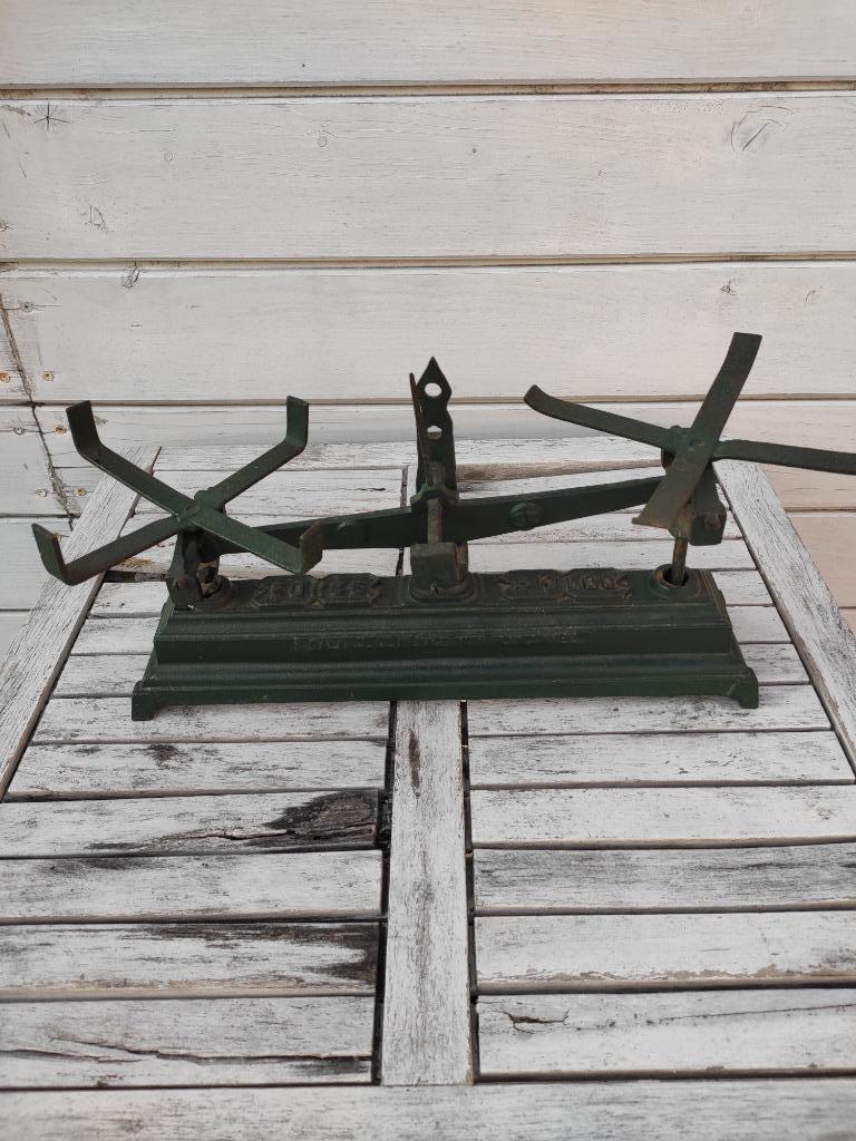 vintage gietijzeren weegschaal groen, Enlèvement, Utilisé, Moins de 10 kg