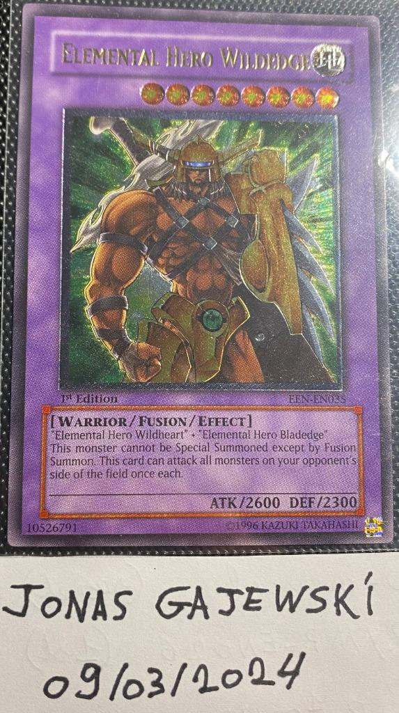Elemental Hero Wildedge (1ère édition - Ultimate - EEN-EN035, Enlèvement ou Envoi, Comme neuf, Plusieurs cartes, Foil