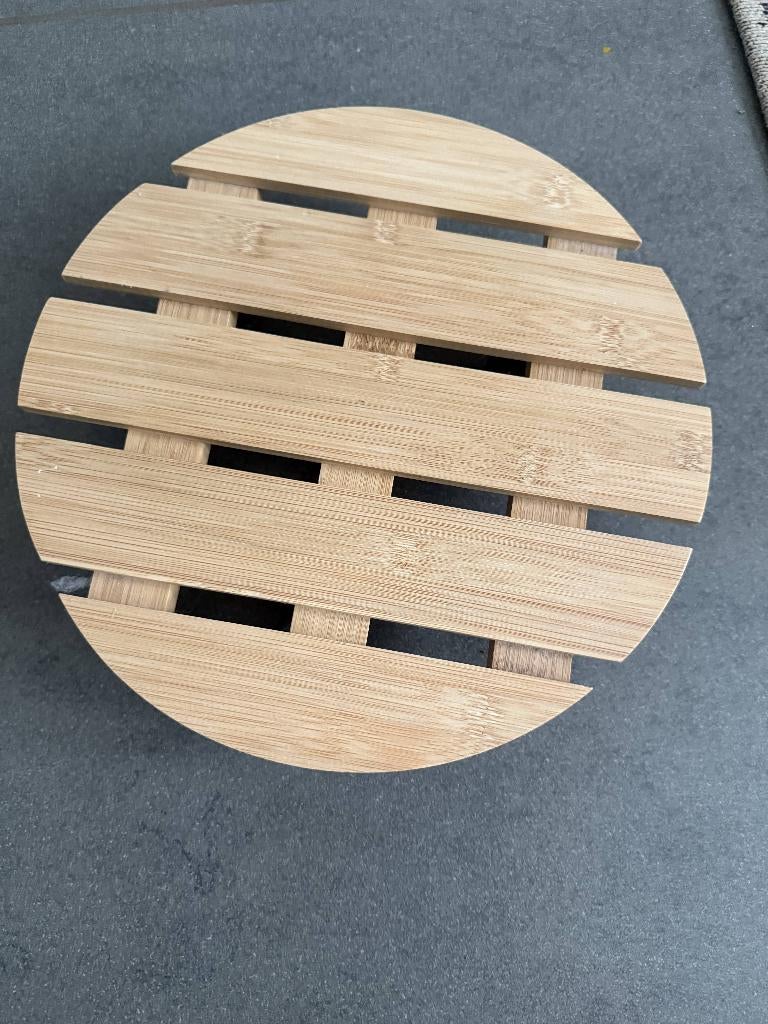Houten plantenschotel op wieltjes te koop, Neuf, Rond, Enlèvement, Intérieur