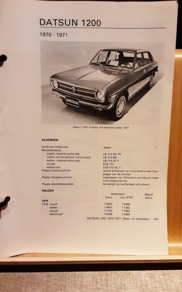 Datsun 1200 technische fiche, Boeken, Ophalen of Verzenden, Zo goed als nieuw