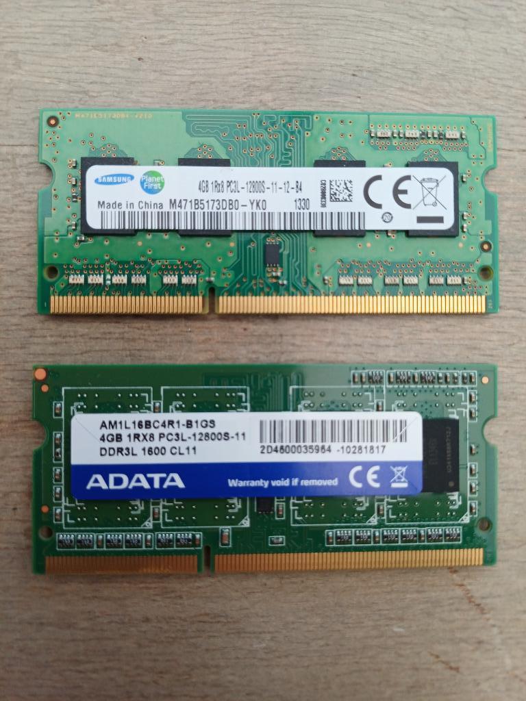 Laptop RAM geheugen 2 x 4 GB DDR3-1600, Computers en Software, 8 GB, DDR3, Ophalen of Verzenden, Zo goed als nieuw