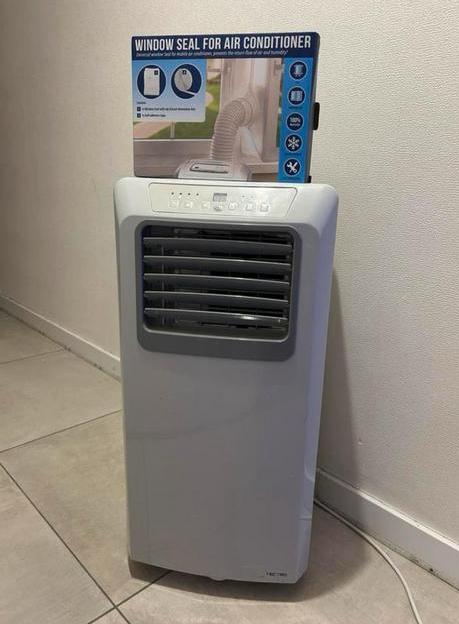 Tectro mobiele airco (zo goed als nieuw) met raamafsluiting, Enlèvement ou Envoi, Comme neuf, Climatiseur mobile