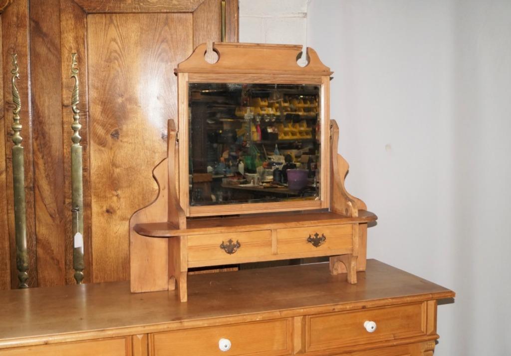 meuble miroir ancien rural + tiroirs en pitchpin H79 B84, Moins de 100 cm, Enlèvement, Utilisé, 75 à 100 cm