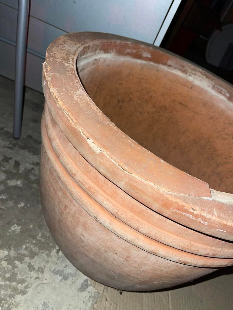 Grote terracotta bloempot, Ophalen, Gebruikt, Rond, Steen of Aardewerk