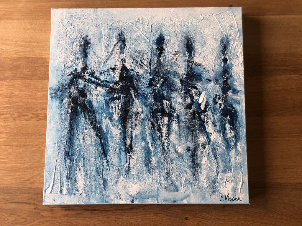 Suzanne Visser - Out of the blue (peinture originale), Antiquités & Art, Enlèvement ou Envoi