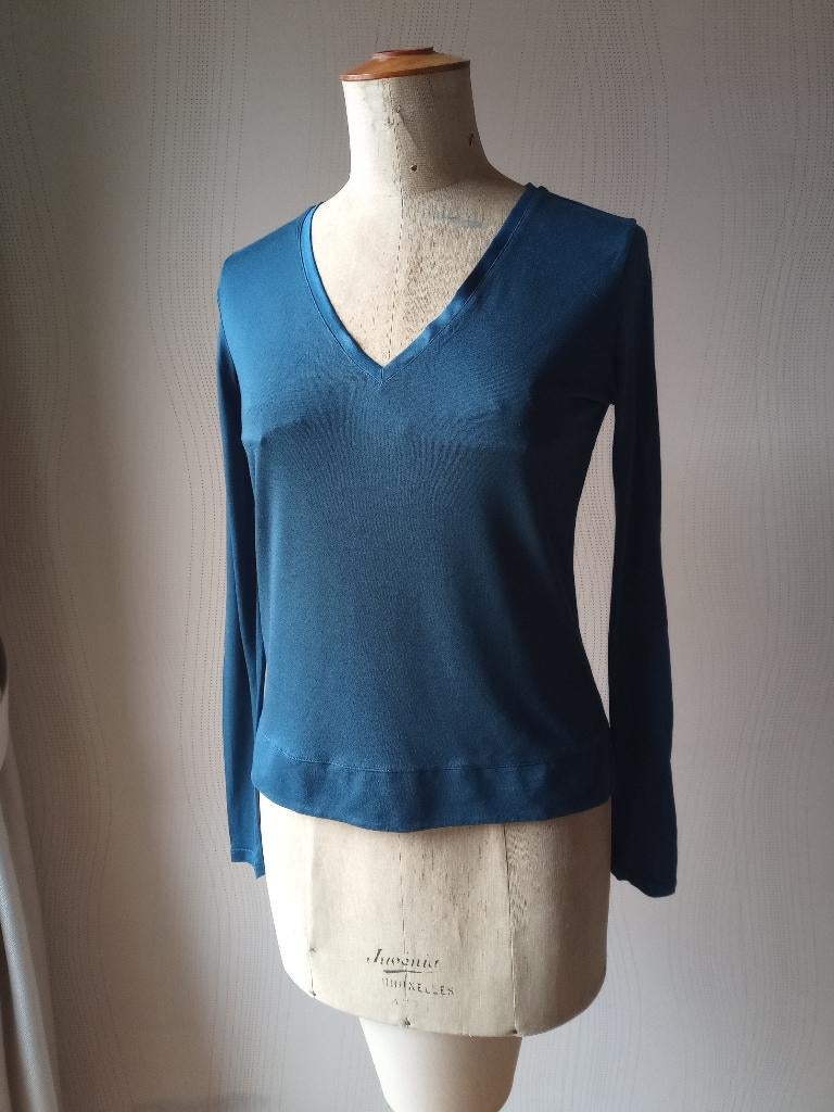 Joli t-shirt à manches longues signé Massimo Dutti, Taille 36 (S), Comme neuf, Bleu, Enlèvement ou Envoi