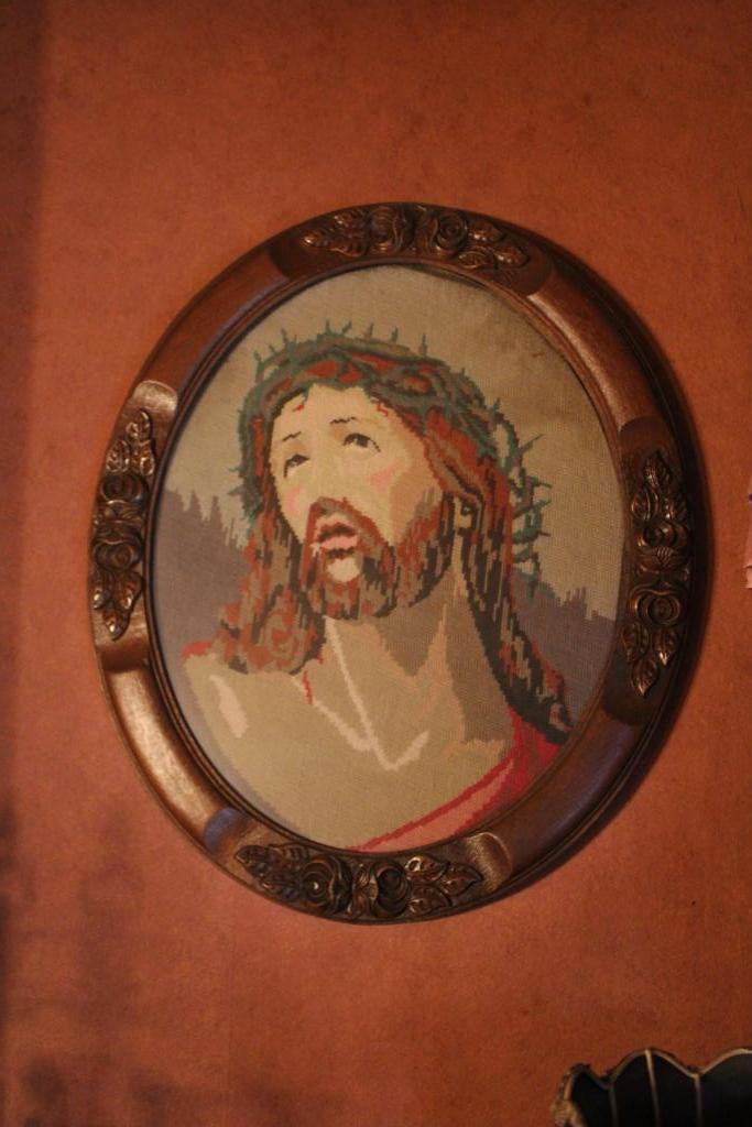 Kader Jezus geborduurd, Antiek en Kunst, Ophalen