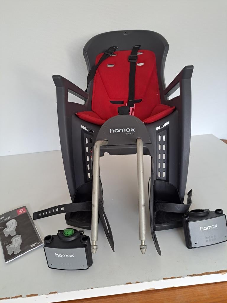 Hamax smiley fietsstoeltje compleet en in perfecte staat, 15 t/m 25 kg, Achterzitje, Voetsteuntjes, Ophalen of Verzenden