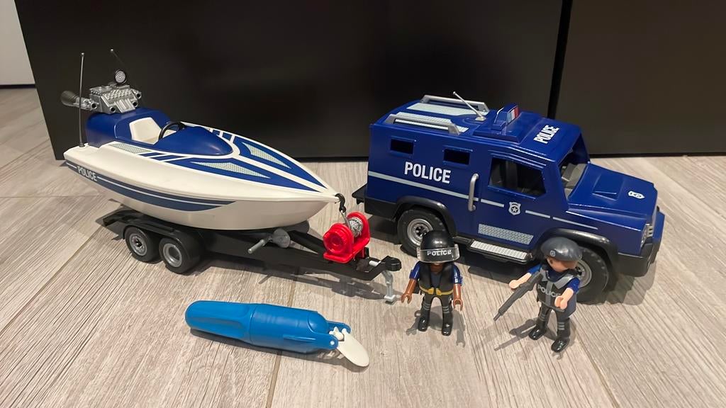 Playmobile politie met boot, Kinderen en Baby's, Speelgoed | Playmobil, Ophalen of Verzenden, Gebruikt
