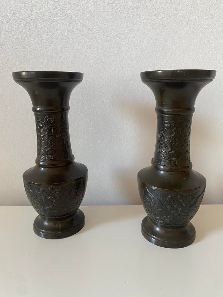 Paire de vases en bronze chinois, Enlèvement ou Envoi