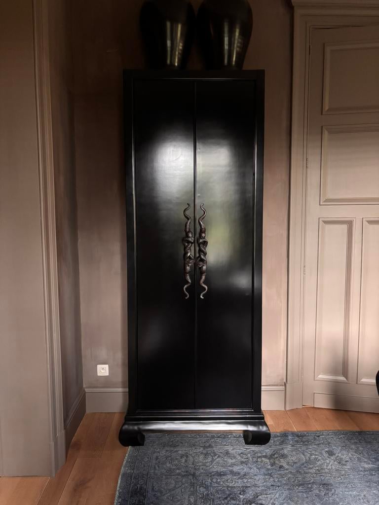 Set of 2 chinese dining-cupboards in satijn hoogglans zwart., Enlèvement