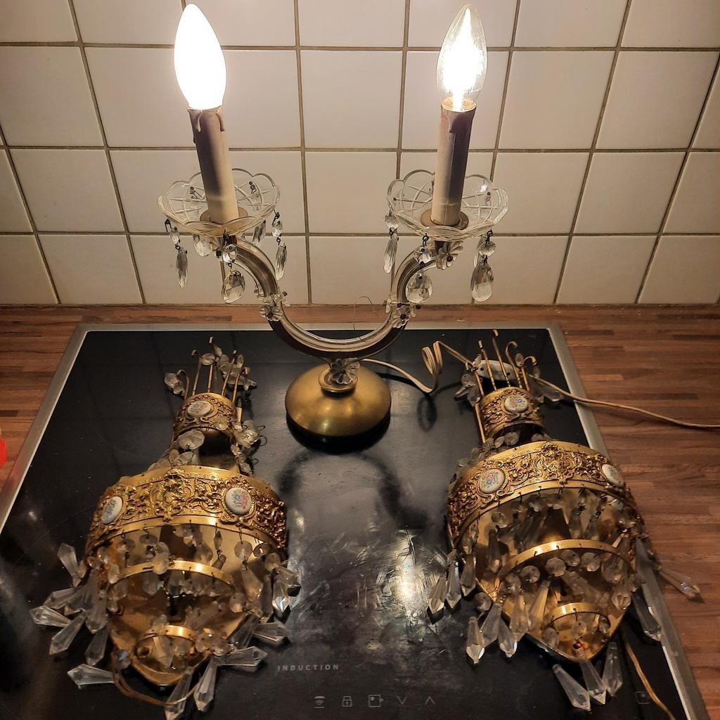 Lampadaire en 2 amplieken met belletjes ., Antiek en Kunst, Ophalen of Verzenden