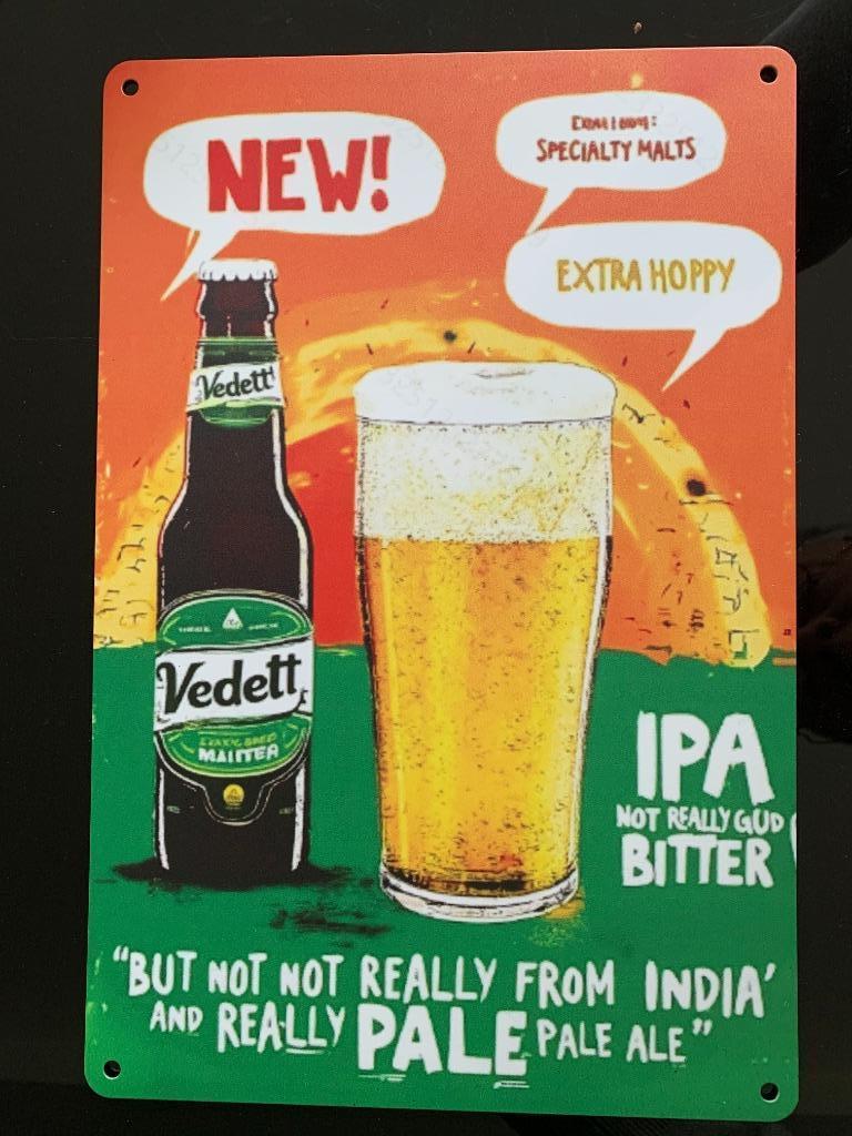 Biermerk VEDETT, Verzamelen, Biermerken, Ophalen of Verzenden, Nieuw, Reclamebord, Plaat of Schild, Overige merken
