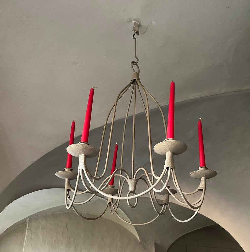 Lustre avec bougies + porte bougies, Enlèvement, Utilisé, Métal