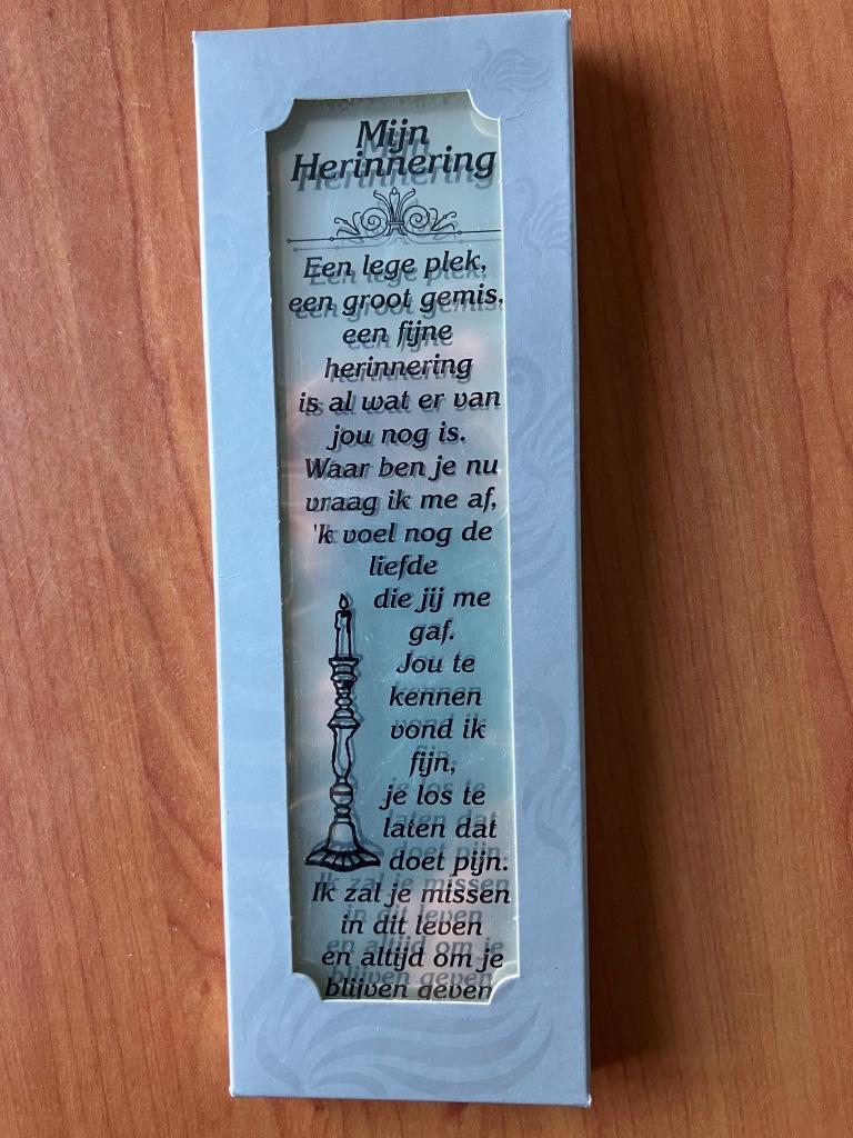 Spreuk op spiegel " Mijn Herinnering ", Ophalen, Nieuw