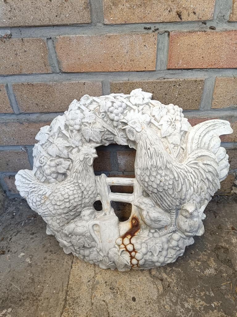 Décoration de jardin en béton ( couronne poule et coq), Enlèvement, Comme neuf, Béton
